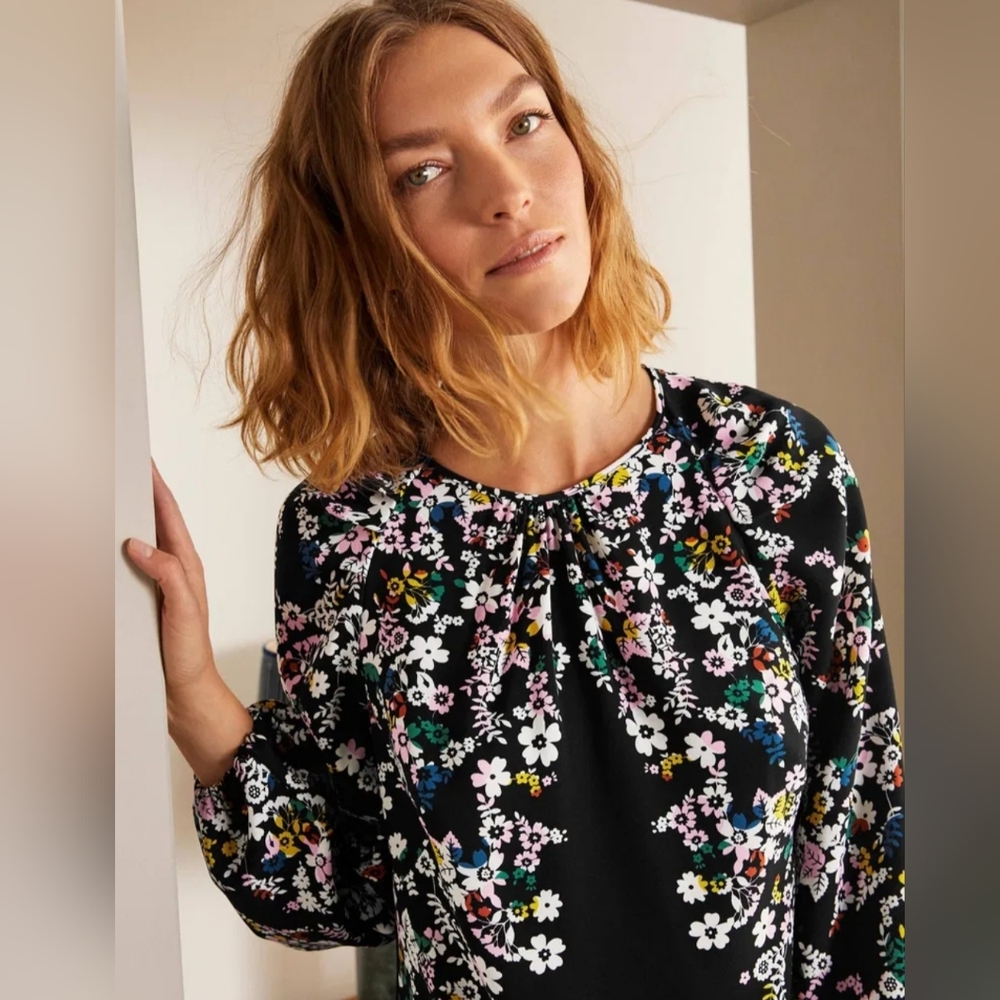 Boden Women's Black + Floral Kiera Shift Dress, US 4/UK 8, $147 - Picture 4 of 13